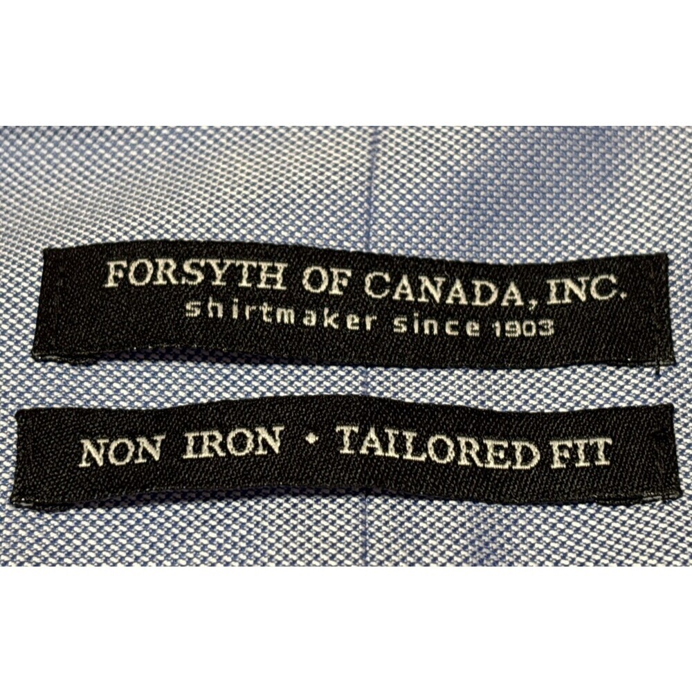 Forsyth Of Canada 16 32/33 Tailored Fit Non Iron Cornflower Blue Button Shirt